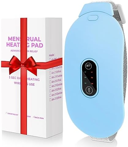 Heating Pads, Period Cramp Massager Portable Cordless Heating Pad with 6 Heat Levels and 6 Massage Modes for Back Pain Relief Menstrual Heating Pad (Blue)