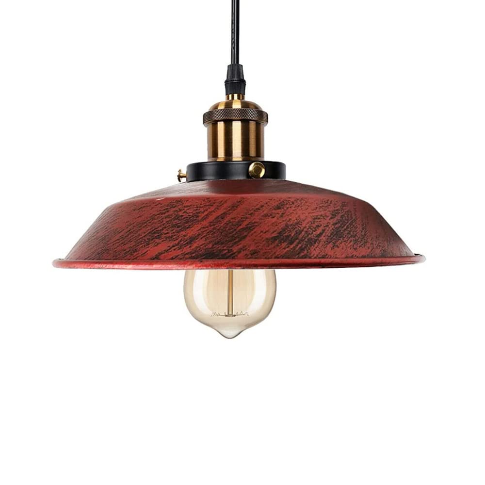 LEDSone Retro Style Ceiling Light Shades Vintage Industrial Shades, Rustic Metal Curved 36cm Large Easy Fit Modern Look Shades for Pendant Lighting Bedroom, Kitchen, Office (Rustic Red) — image 1