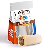 Jack&Pup 3-4' Filled Dog Bones for Small and Large Dogs, Flavored Dog Bones Long Lasting, Stuffed Shin Bone for Dogs, High Protein, Bacon and Cheese Flavor - 1 Pack