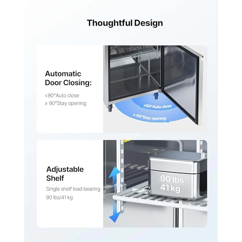 Image of VEVOR Commercial Refrigerator, 28 inch W Sandwich /Salad Prep Refrigerated Table, Stainless Steel Food Prep Station Fridge with 8 Pan, for Restaurant, Bar, Shop, 7.1 Cu. Ft Refrigerator Single Door, Silver