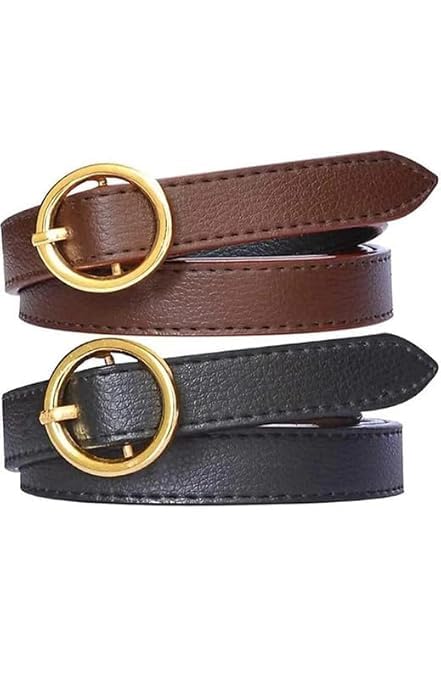 Black And Brown Combo Women Casual Black Artificial Leather Belt,Belt for Jeans, Colour Black, Party & Casual Wear Ladies belt for women Ladies Belt for jeans-image-9