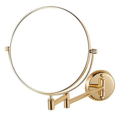 GURUN 6 Inch Antique Double Sided Wall Mounted Makeup Mirror with 5x Magnification,Gold Finish M1306J(6in,5x)