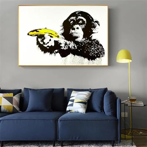 Toile singe abstrait grand format 60x80cm cadre interne - 3