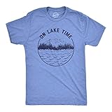 Mens On Lake Time Tshirt Cool Outdoor Camping Tee for Guys (Heather Light Blue) - XL