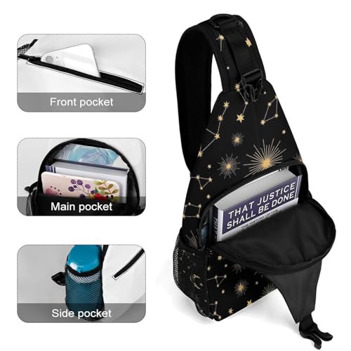 Lightweight Chest Shoulder Backpack, Chest Bag, Fashion Day Pack For Women And Men Moon Star Starry Sky Constellation4