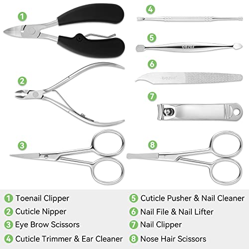 BEZOX 8pcs Professional Nail Clipper Kit,Stainless Steel Nail Cutter Manicure sets for women & men, Ultra Sharp nail tools, Practical and Durable Pedicure kit for Travel & Home - Image 3