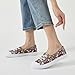 Uoidru Womens Slip On Shoes Low Top Canvas Sneakers Lightweight Casual Walking Shoes Fashion Work Sneakers(Brown Flower Print,US9)
