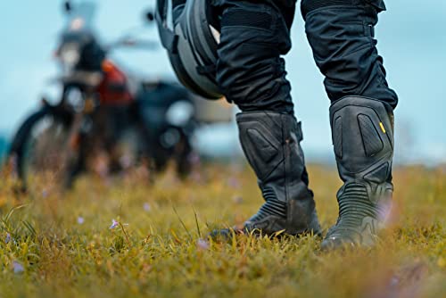 Image of Raida Men Explorer Motorcycle Boots | Ankle, Shin, & Heel Protection | Memory Foam Insole | Leather (Grey, 6)