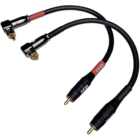 CESS-167-6i RCA Right Angle to Straight Type Male to Male Preamp Jumpers Patch Cable, 2 Pack (6 Inches) Cover