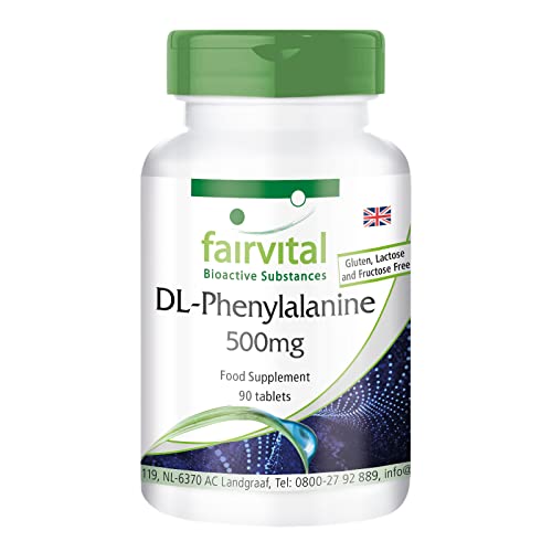 Fairvital | DL-fenylalanine 500mg - HOOG GEDOSEERD - VEGAN - 90 tabletten - DLPA, D- en L-fenylalanine - essentieel aminozuur