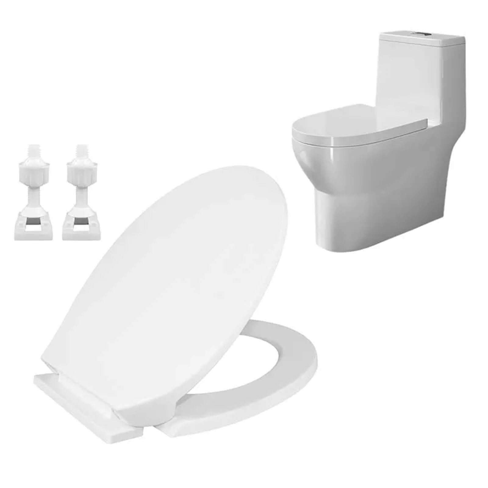 Ladfrtyu White Soft Close Toilet Seat Soft Close Quick Release Square Toilet Cover 360 Adjustable Hinged Standard Loo Seat