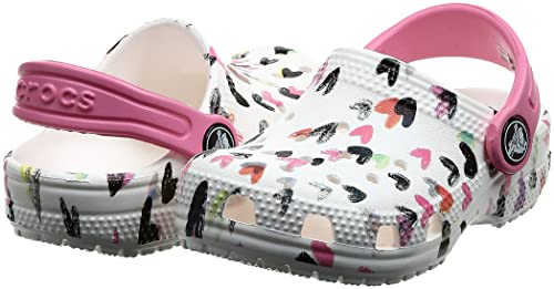 CROCS Classic Heart Print Clog K - White - C6 , 207000-100-C6, Kids Unisex , White , C6