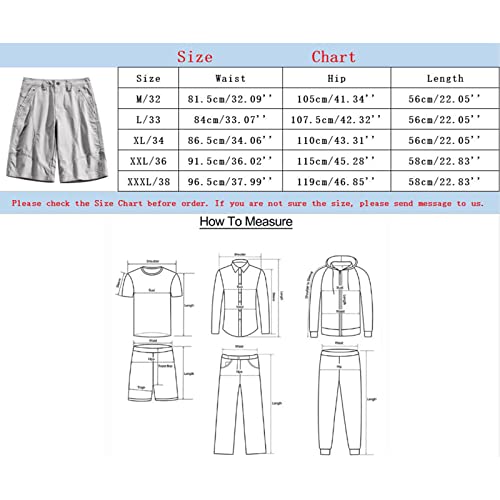 Shorts masculinos de algodão sólido com costura sólida, calça cargo para homens, shorts largos, calç