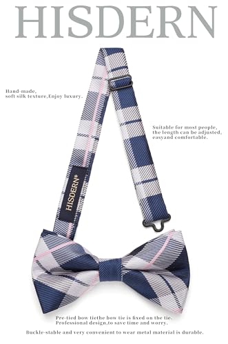 Image of HISDERN Bow Ties for Men Pretied Bowties Classic Formal Business Bow Tie Adjustable Tuxedo Bowtie for Wedding Party