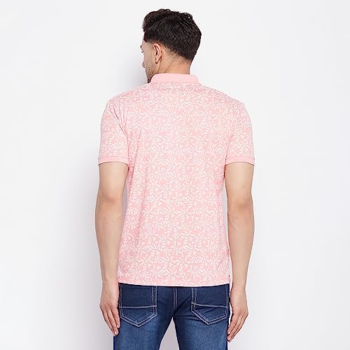Image of WILD WEST Mens Plus Size Polo Neck Pink All Over Printed Half Sleeve Tshirt for Men (U)