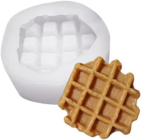 ONNPNN Waffle Silicone Mold, Simulated Waffle Candle Molds, Waffle-Shape Soap Moulds, French Waffles Bread Design Snack Mold, Artificial Food Cookie for Aromas Chocolate Candy Dessert Clay Resins