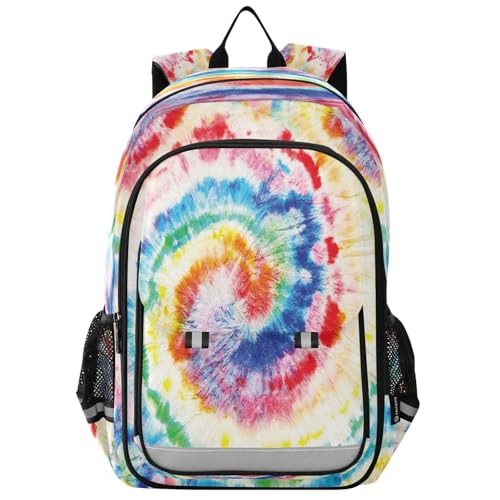 Sac à dos ordinateur enfants pour école motif spirale arc-en-ciel tie dye