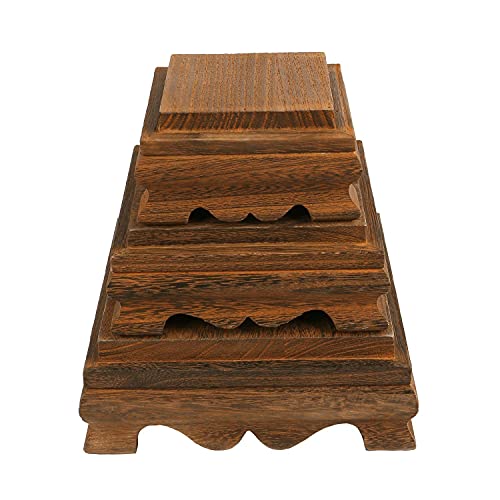 Ikee Design Wood Risers Display Risers Wood Cake Stand Square Risers Farmhouse Riser Risers for Décor Wood Pedestal Stand Risers, 8 W x 8 D x 3 H in, Brown Color
