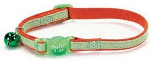 Suede Safe Cat Collar, 3/8-Inch Wide, Adjustable 8-12, Orange/Green