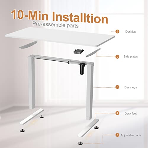 Joy Worker Electric Height Adjustable Standing Desk, White Whole Piece 48 X 24 Inches Sit Stand Up Desk With Memory Controller, Quick Assembly Standing Workstation For Home Office #TOP6