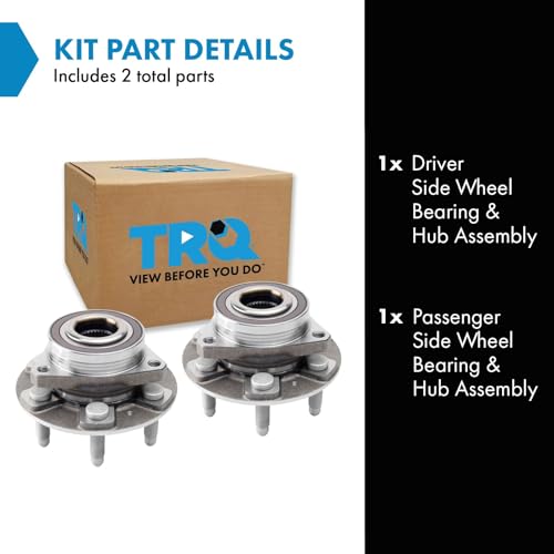Image of TRQ Driver and Passenger Side Wheel Bearing and Hub Assembly Set 2 Piece Compatible with 18-22 Buick Enclave 17-22 Cadillac XT5 20-22 XT6 18-22 Chevrolet Traverse 17-22 GMC Acadia