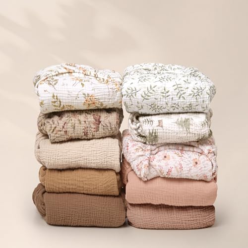 Image of lulumoon Baby Muslin Crib Sheets: Soft & Breathable Fitted Crib Sheets for Boys - Green Leaf Sheets for Standard Crib 2Pack