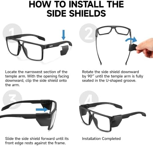 Photochromic Safety Sunglasses with Removable Side Shields, ANSI Z87.1, Clear-to-Grey Lenses with UV Protection for Work and Sports — 사진 6