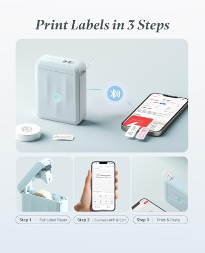 Image of NIIMBOT D110 Label Maker Machine, Bluetooth Thermal Label Printer for School Home Office Organization, Mini Thermal Printer, Label Maker with 1 Label Tape, Blue