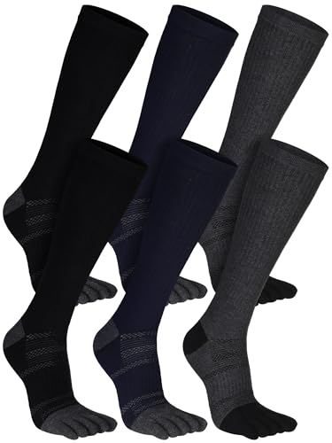 Fourluoo 3 Pairs Cotton Toe Socks