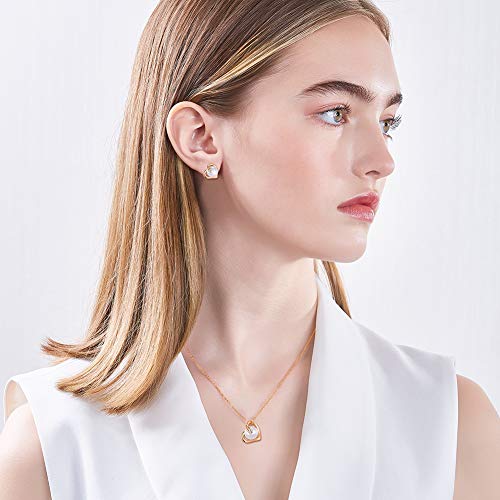 Conjunto de Joyas Mujer con Corazón, Perlas y Oro Rosa 2
