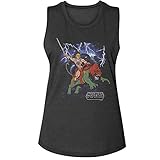 Masters of The Universe Battlecat Charge Womens Sleeveless Muscle Tank Top Vintage Style Graphic Tees Charcoal