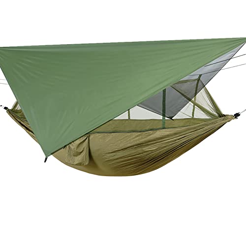Hamaca, 260 cm × 140 Tienda de campaña Lona for Exteriores Nailon Impermeable Ultraligera Paño Picnic for 2 Personas con Correas for árboles for Trekking/Senderismo/Viajes