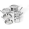 All-Clad D3 Stainless Steel 10 Piece Cookware Set- Made in USA- Includes Frying Pans, Saucepan, Sautepan, Stockpot - Professional Grade -Oven Safe & Induction Compatible