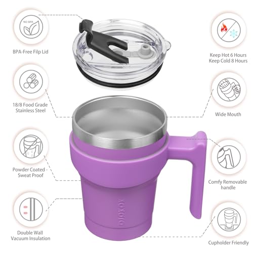 Image of BJPKPK 10 oz Mini Tumbler with Lid, Straw & Handle, Insulated Steel Cup