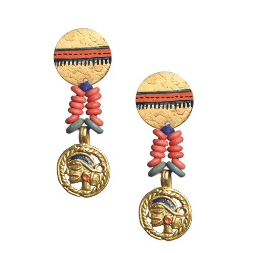 Image of Royal Queen & Empress Handcrafted Tribal Dhokra Earrings Collection for Women - Wooden, Fabric & Round Statement Ethnic Designs in Multiple Colours
