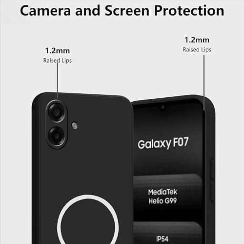 Image of SBMS Silicone Back Cover Case for Samsung Galaxy F70e /M07 /A07 /F07 5G | Soft Micro-Fibre Lining Inside | Magsafe Print On Back Side Camera Protection Bump | Shockproof Case Sam M07 (Black)
