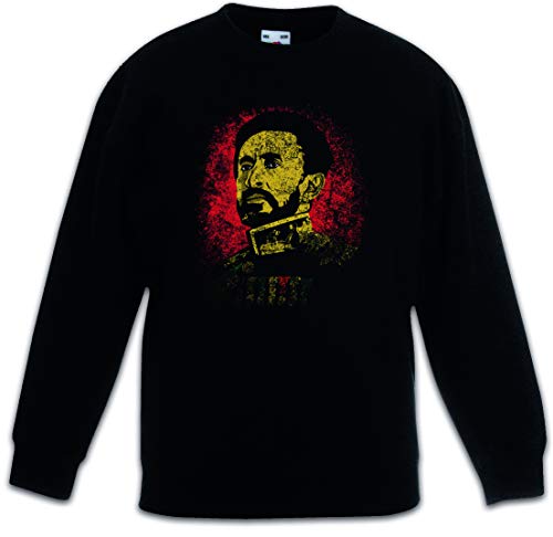 Sweat-shirt noir enfant Haile Selassie en coton de qualité supérieure