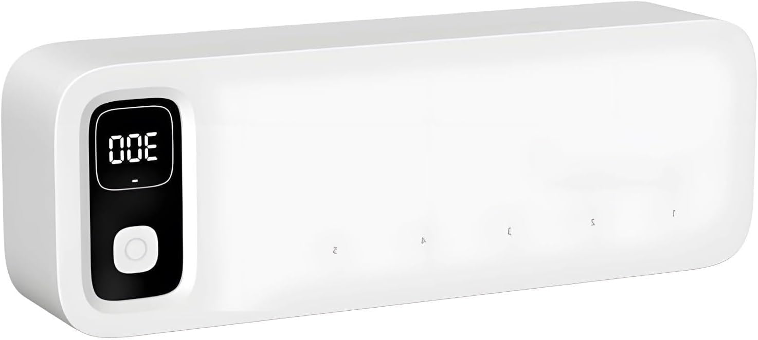 Sunshine-C Toothbrush Sterilizer Wall Mount, 5-Slot Holder W 2000Mah Battery, 200S Sanitizing Cycle, Digital Display For Bathroom