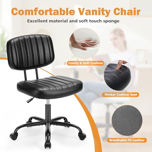 Image of Sweetcrispy Office Desk Chair, Small Home Vanity Chair, Lumbar Support