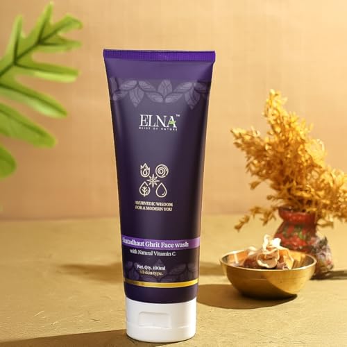 Image of ELNA Hydrating Vitamin C Face Wash for Dry Skin, With Shata Dhauta Ghrita & Aloe Vera, Face Wash for Nourishing & Moisturize Skin, Gentle Facewash for All 100ml