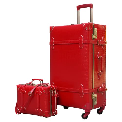 urecity Vintage Spinner Luggage Set 2 pcs 26"+12" Red