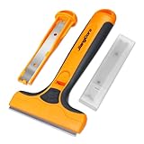 JiangCore Wide Razor Blade Scraper Tool – 4' Scraper Tool with 15 Extra Replacement SK5 Blades,Glass Cleaner for Stove Tops, Windows, Paint Removal and Adhesive Residues