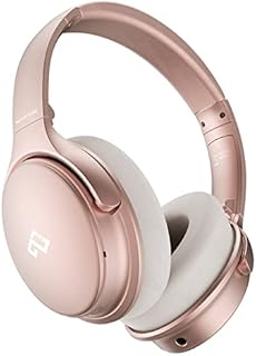 INFURTURE Rose Gold Active Noise Cancelling Headphones with Microphone Wireless Over Ear Bluetooth Headphones, Deep Bass, Memory Foam Ear Cups, Quick Charge 40H Playtime, for TV, Travel, Home Office
