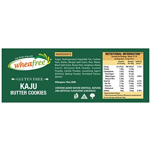 Image of Wheafree Gluten Free Kaju Butter Cookies 200g | No Maida | Tasty, Crunchy and Flavoured Cookies | Best Teatime Snacks |