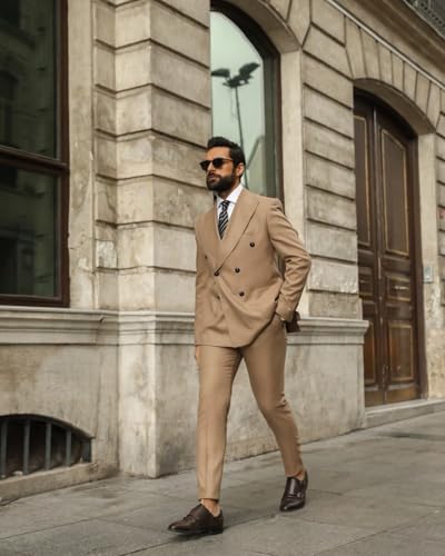 Double Breasted Suit for Men 2 Piece Slim Fit Men Suits Solid Tuxedo Blazer Pants Formal Set for Wedding Business Prom2