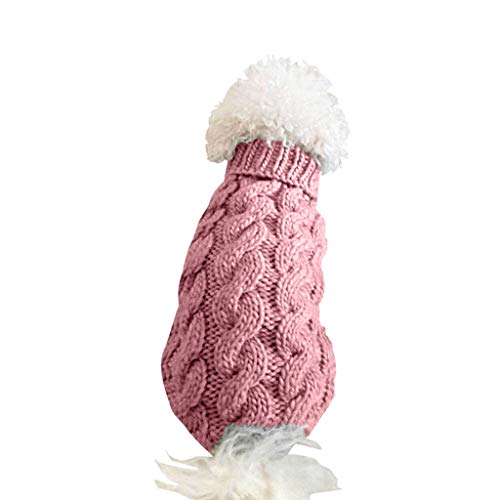 Hundepullover, Winter Warmer Hundepullover Kleine Hunde Rollkragen Strickpullover Hunde Pullover Weich Hundekleidung Hundepulli Hund Kleidung für Kleine Mittelgroße Hunde und Katzen (Hot Pink, M)