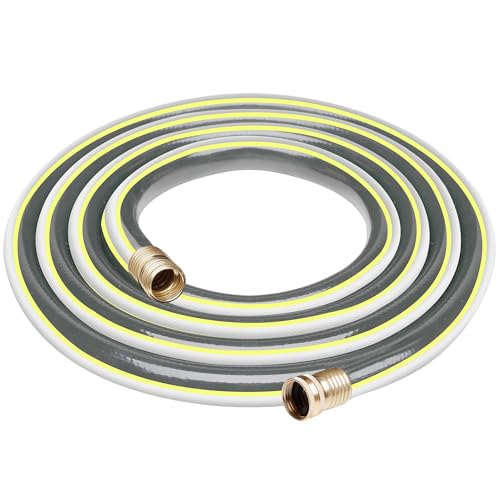 Worth Short Leader Yellow Garden Hose 5/8 in. x 10 ft. -Kink Free, No Leaking, Male/Female Fittings -Heavy Duty Durable Flexible Lightweight Water Pipe -Brass Aluminum Ends for Household & Yard Use