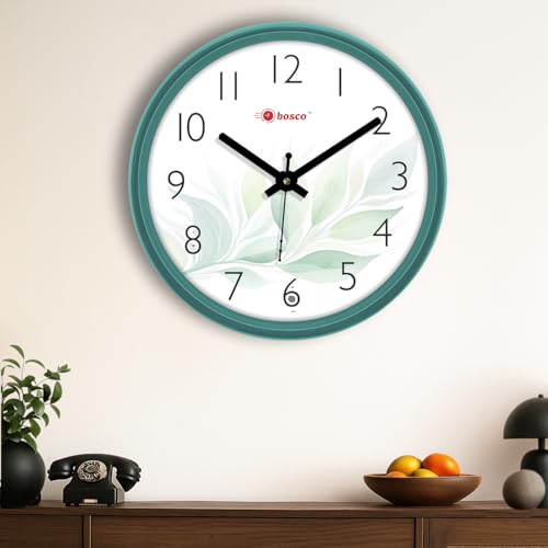 Image of Bosco Analog Non Ticking Silent, Teal Decorative 30 CM, Round Wall Clock, for Home, Living Room, Bedroom, Office and Kitchen