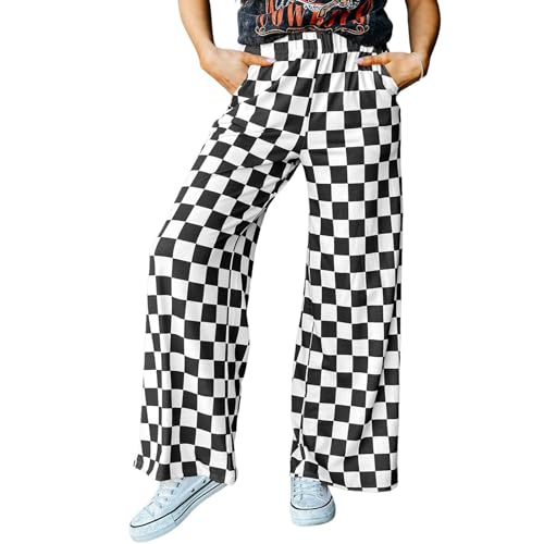Women's Checkered Pants Wide Leg Sleep Lounge Wear Pajama Pants Loose Gingham Clothes