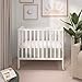 Dream On Me 3-in-1 Portable Folding Stationary Side Mini Baby Crib in White & Mattress, GreenGuard Gold & JPMA, Use as Changer & Playpen, Locking Wheels, 3 Mattress Heights, Extra Firm Mattress